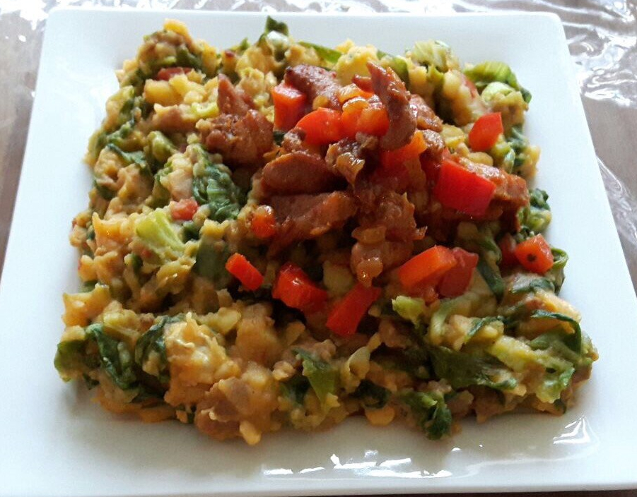 pittige stamppot andijvie met kipshoarma